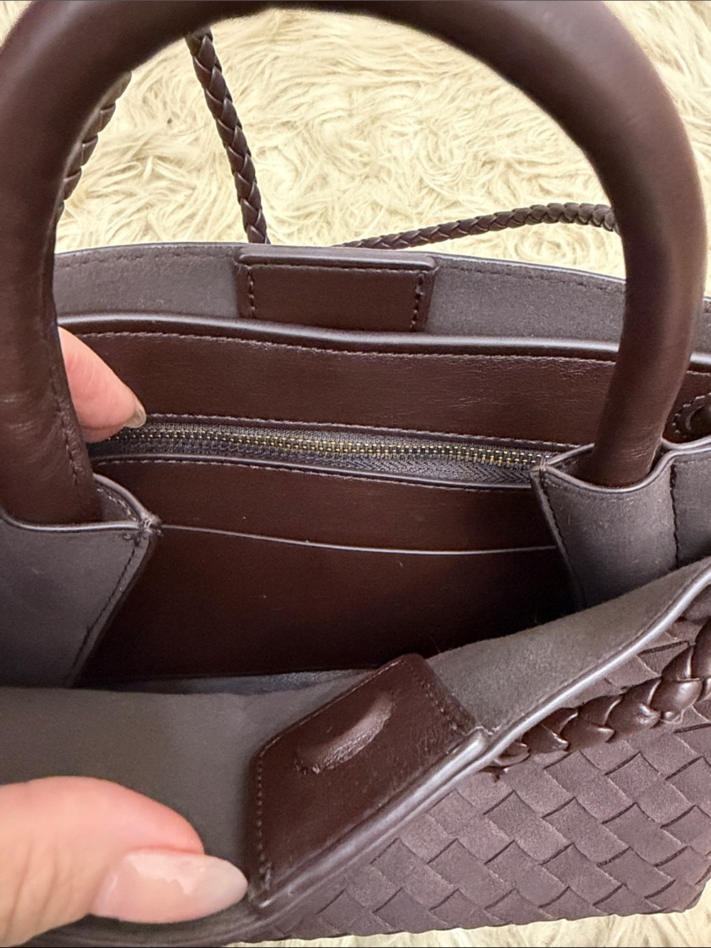 Brown Intrecciato Leather Tote Bag – Bottega Veneta Andiamo Style Copy - Picture 9 of 9